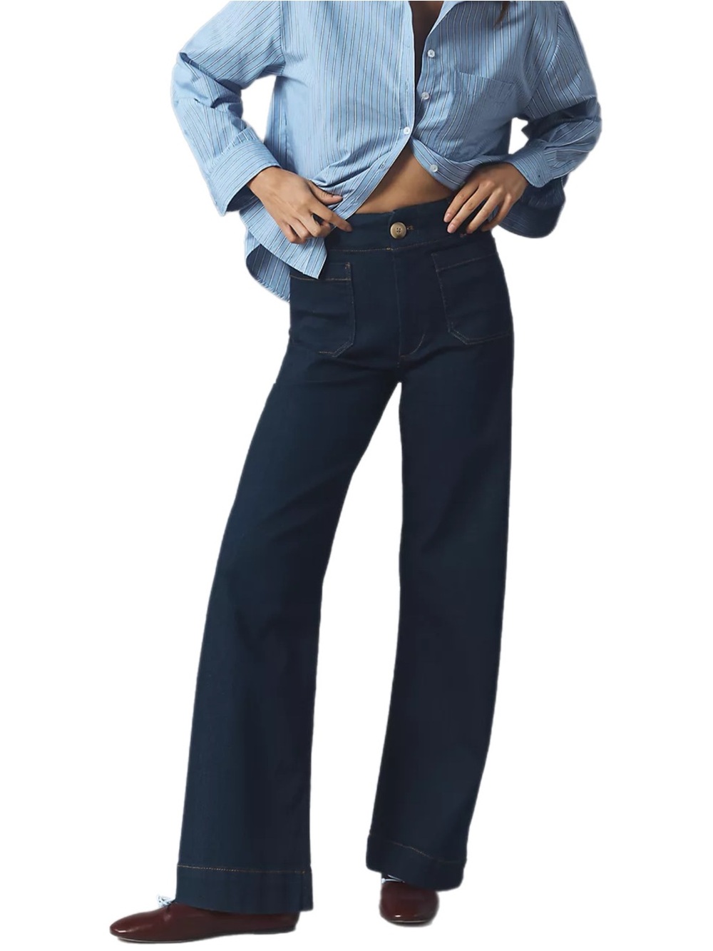Anthropologie Maeve Colette High-Rise Wide-Leg Full-Length Jeans Dark Wash Size